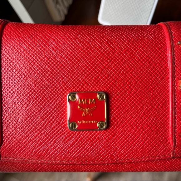 MCM Red Wallet with Gold Accents - Picture 12 of 13